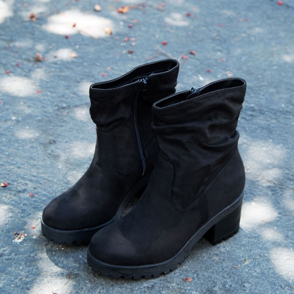 NEW🔥 Slouchy Boot Booties Chunky Heel Lug Sole - Picture 5 of 7